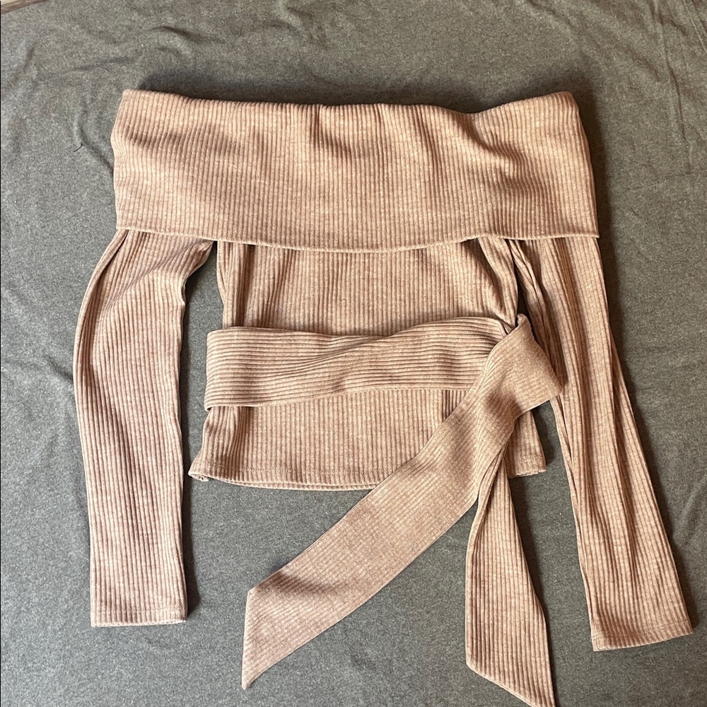 Lovers + Friends Off-Shoulder Sweater - Brown